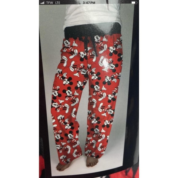 NWT Disney Mickey Mouse Ladies' Red Fleece Sleep Pajama Pants Sz Small - Picture 3 of 5